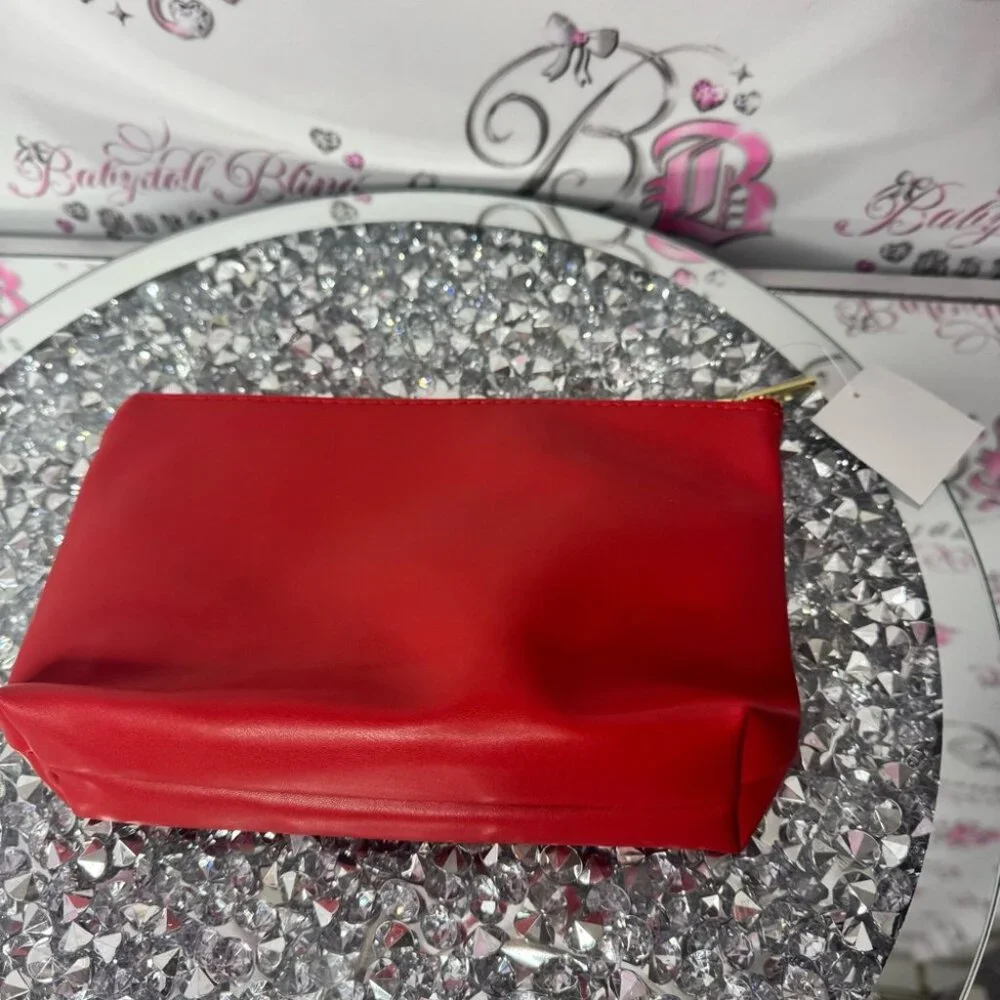 Sephora bag makeup cosmetic case bag red black gold zipper brand new